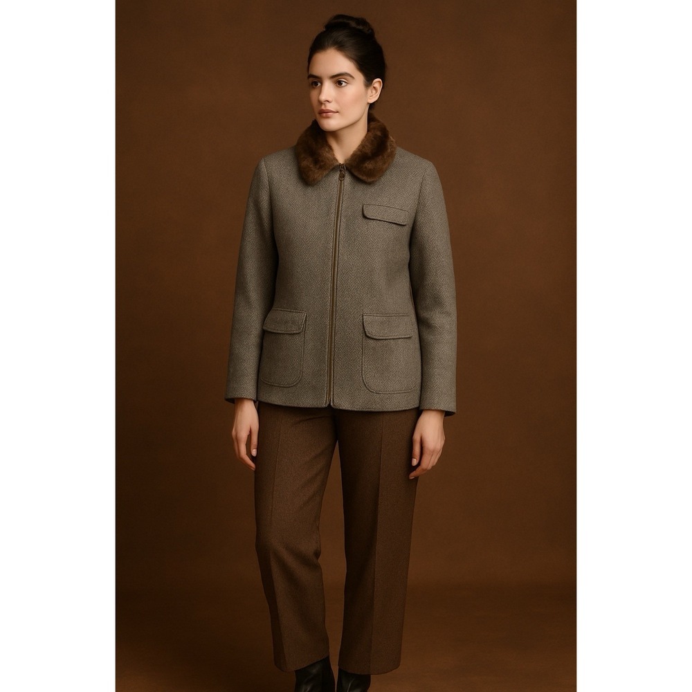 Lauren Ralph Lauren Jacket SZ 10‎ Herringbone Tweed Equestrian Countryside Class